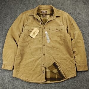 Levis Fleece Lined Corduroy Flannel Shirt Jacket Mens Medium Shacket Khaki Tan